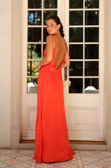 VESTIDO VIVI FLOR NARANJO
