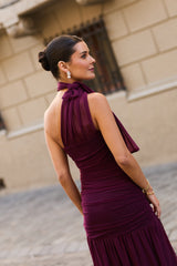 VESTIDO MAITE MALLA BURDEO
