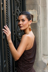 VESTIDO AURORA BANDA CAFE GASA