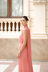 VESTIDO AURORA BUFANDA SALMON
