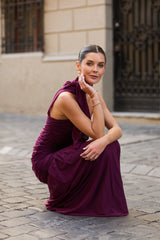 VESTIDO MAITE MALLA BURDEO
