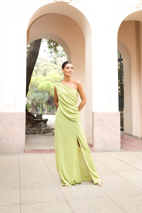 VESTIDO AURORA BANDA PISTACHO