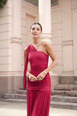 VESTIDO MAITE MALLA FRAMBUESA