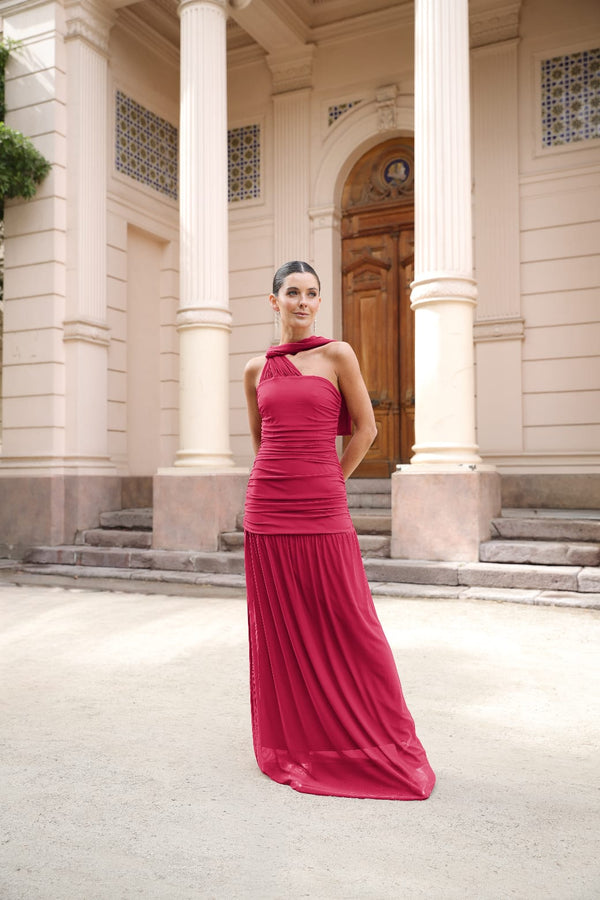 VESTIDO MAITE MALLA FRAMBUESA