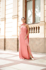 VESTIDO AURORA BUFANDA SALMON