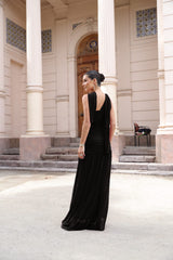 VESTIDO MAITE NEGRO LARGO MALLA