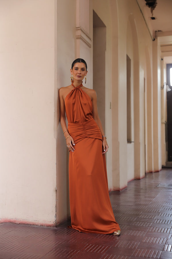 VESTIDO BERNI CARAMELO