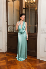 VESTIDO CELESTE VERDE AGUA
