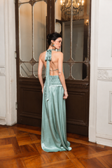 VESTIDO CELESTE VERDE AGUA